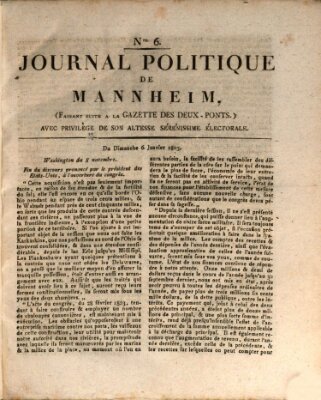 Journal politique de Mannheim (Gazette des Deux-Ponts) Sonntag 6. Januar 1805