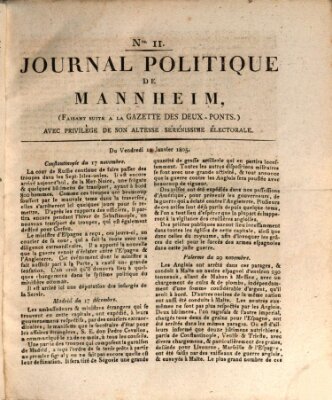 Journal politique de Mannheim (Gazette des Deux-Ponts) Freitag 11. Januar 1805