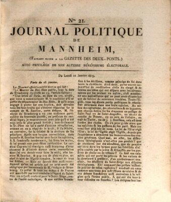 Journal politique de Mannheim (Gazette des Deux-Ponts) Montag 21. Januar 1805