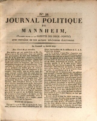 Journal politique de Mannheim (Gazette des Deux-Ponts) Freitag 25. Januar 1805