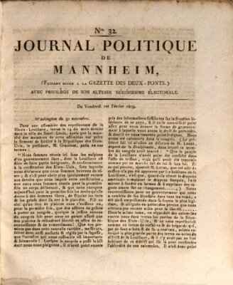 Journal politique de Mannheim (Gazette des Deux-Ponts) Freitag 1. Februar 1805