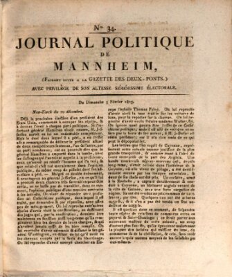 Journal politique de Mannheim (Gazette des Deux-Ponts) Sonntag 3. Februar 1805