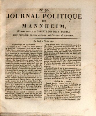 Journal politique de Mannheim (Gazette des Deux-Ponts) Dienstag 5. Februar 1805