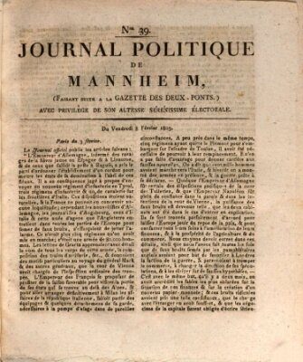 Journal politique de Mannheim (Gazette des Deux-Ponts) Freitag 8. Februar 1805