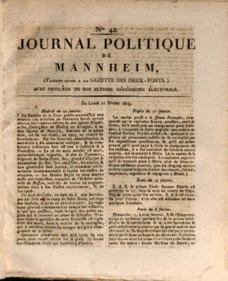 Journal politique de Mannheim (Gazette des Deux-Ponts) Montag 11. Februar 1805