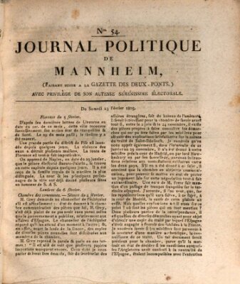 Journal politique de Mannheim (Gazette des Deux-Ponts) Samstag 23. Februar 1805