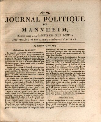 Journal politique de Mannheim (Gazette des Deux-Ponts) Mittwoch 13. März 1805