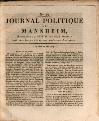 Journal politique de Mannheim (Gazette des Deux-Ponts) Donnerstag 14. März 1805