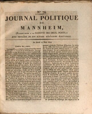 Journal politique de Mannheim (Gazette des Deux-Ponts) Dienstag 19. März 1805