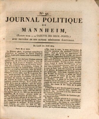 Journal politique de Mannheim (Gazette des Deux-Ponts) Montag 1. April 1805