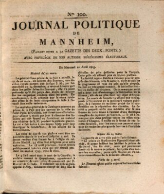 Journal politique de Mannheim (Gazette des Deux-Ponts) Mittwoch 10. April 1805