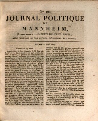 Journal politique de Mannheim (Gazette des Deux-Ponts) Donnerstag 11. April 1805