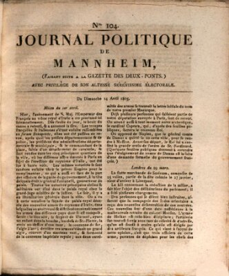 Journal politique de Mannheim (Gazette des Deux-Ponts) Sonntag 14. April 1805