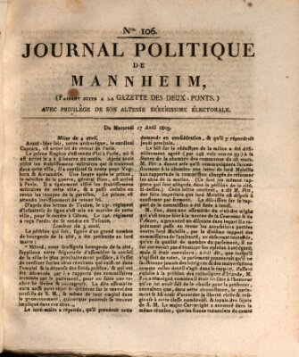 Journal politique de Mannheim (Gazette des Deux-Ponts) Mittwoch 17. April 1805