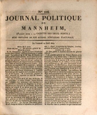 Journal politique de Mannheim (Gazette des Deux-Ponts) Freitag 19. April 1805