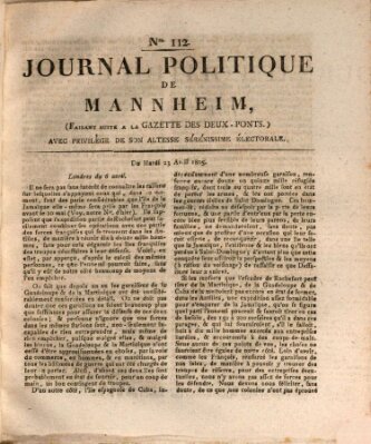 Journal politique de Mannheim (Gazette des Deux-Ponts) Dienstag 23. April 1805