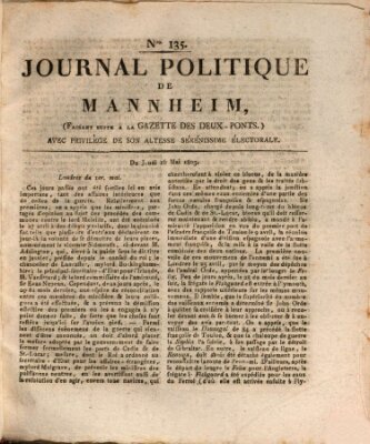 Journal politique de Mannheim (Gazette des Deux-Ponts) Donnerstag 16. Mai 1805