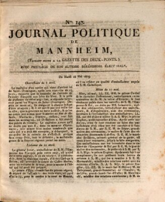 Journal politique de Mannheim (Gazette des Deux-Ponts) Dienstag 28. Mai 1805