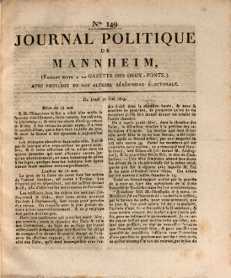 Journal politique de Mannheim (Gazette des Deux-Ponts) Donnerstag 30. Mai 1805