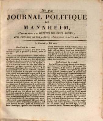 Journal politique de Mannheim (Gazette des Deux-Ponts) Freitag 31. Mai 1805