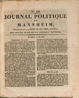 Journal politique de Mannheim (Gazette des Deux-Ponts) Samstag 29. Juni 1805