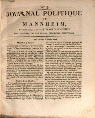 Journal politique de Mannheim (Gazette des Deux-Ponts) Freitag 3. Januar 1806