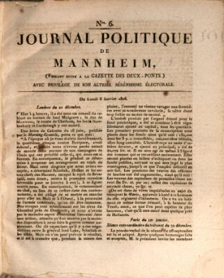 Journal politique de Mannheim (Gazette des Deux-Ponts) Montag 6. Januar 1806