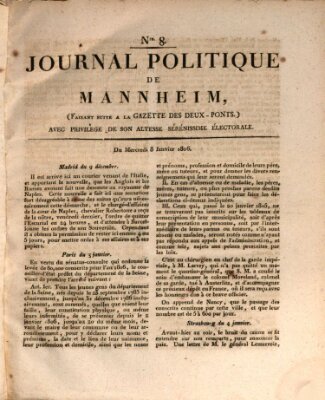 Journal politique de Mannheim (Gazette des Deux-Ponts) Mittwoch 8. Januar 1806