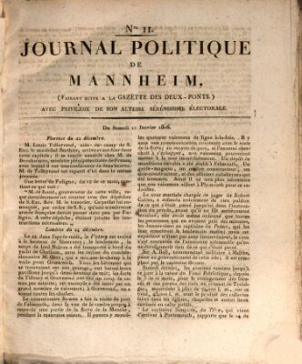 Journal politique de Mannheim (Gazette des Deux-Ponts) Samstag 11. Januar 1806