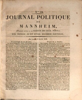 Journal politique de Mannheim (Gazette des Deux-Ponts) Montag 13. Januar 1806