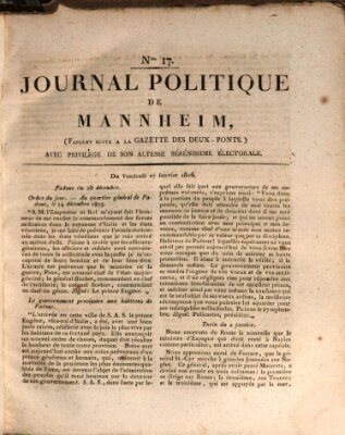 Journal politique de Mannheim (Gazette des Deux-Ponts) Freitag 17. Januar 1806