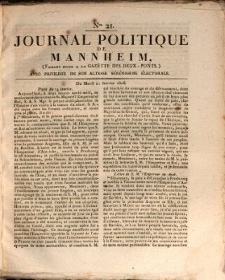 Journal politique de Mannheim (Gazette des Deux-Ponts) Dienstag 21. Januar 1806