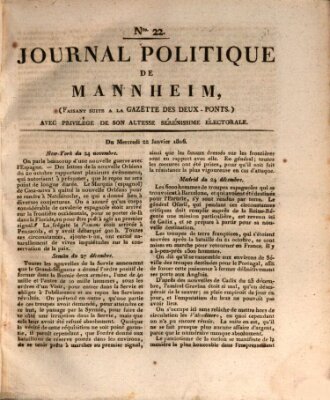 Journal politique de Mannheim (Gazette des Deux-Ponts) Mittwoch 22. Januar 1806