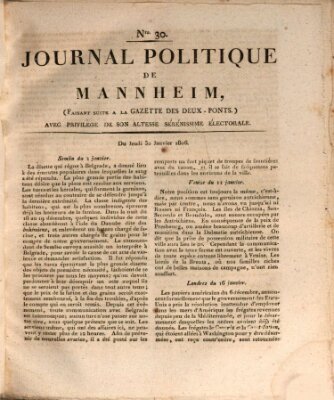 Journal politique de Mannheim (Gazette des Deux-Ponts) Donnerstag 30. Januar 1806