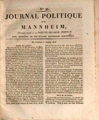 Journal politique de Mannheim (Gazette des Deux-Ponts) Freitag 31. Januar 1806