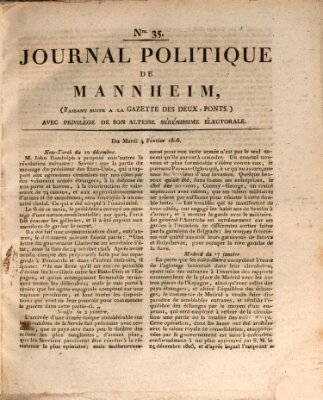 Journal politique de Mannheim (Gazette des Deux-Ponts) Dienstag 4. Februar 1806