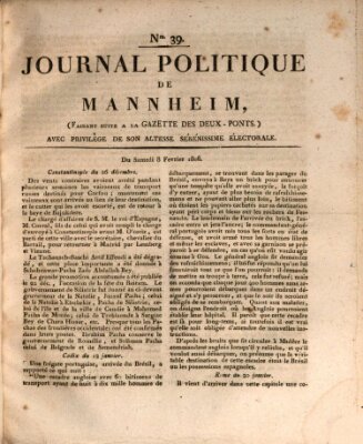 Journal politique de Mannheim (Gazette des Deux-Ponts) Samstag 8. Februar 1806