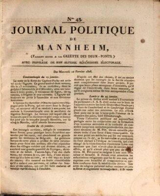 Journal politique de Mannheim (Gazette des Deux-Ponts) Mittwoch 12. Februar 1806