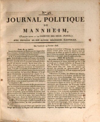 Journal politique de Mannheim (Gazette des Deux-Ponts) Freitag 14. Februar 1806