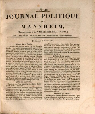 Journal politique de Mannheim (Gazette des Deux-Ponts) Samstag 15. Februar 1806