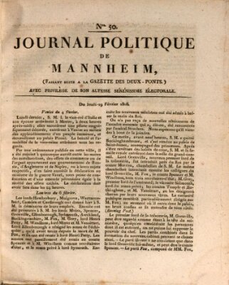 Journal politique de Mannheim (Gazette des Deux-Ponts) Mittwoch 19. Februar 1806