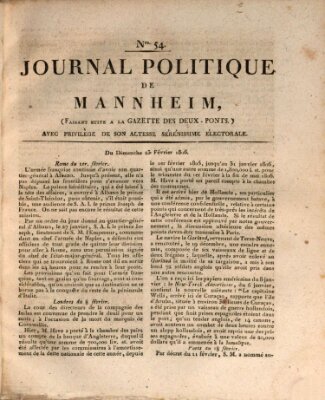 Journal politique de Mannheim (Gazette des Deux-Ponts) Sonntag 23. Februar 1806