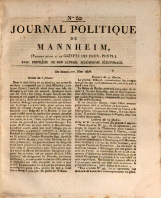 Journal politique de Mannheim (Gazette des Deux-Ponts) Samstag 1. März 1806