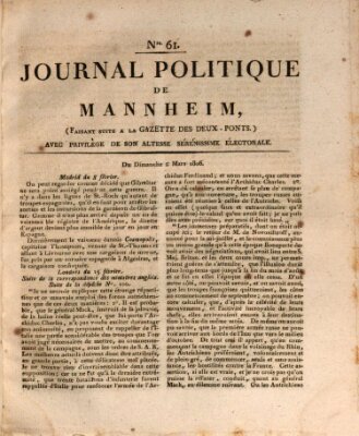 Journal politique de Mannheim (Gazette des Deux-Ponts) Sonntag 2. März 1806