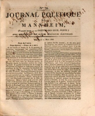 Journal politique de Mannheim (Gazette des Deux-Ponts) Dienstag 11. März 1806