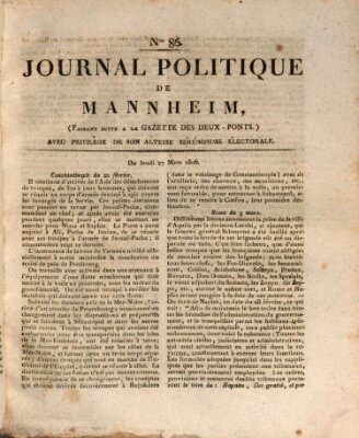 Journal politique de Mannheim (Gazette des Deux-Ponts) Donnerstag 27. März 1806