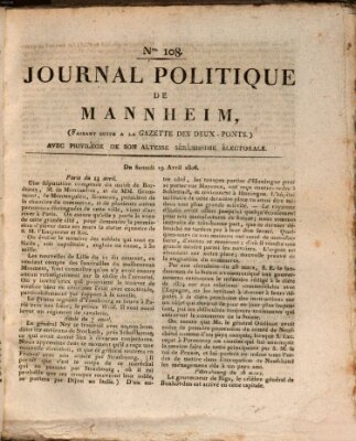 Journal politique de Mannheim (Gazette des Deux-Ponts) Samstag 19. April 1806