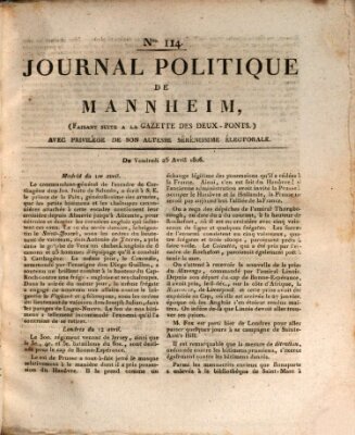 Journal politique de Mannheim (Gazette des Deux-Ponts) Freitag 25. April 1806