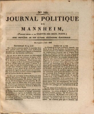 Journal politique de Mannheim (Gazette des Deux-Ponts) Montag 2. Juni 1806