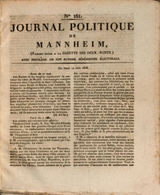 Journal politique de Mannheim (Gazette des Deux-Ponts) Donnerstag 12. Juni 1806